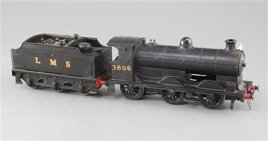 A Leeds Model Co 0-6-0 LMS tender locomotive, number 3806, black livery, 3 rail, overall 39cm